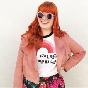 Retro Style Ringer Graphic Tee Rainbow Vibes